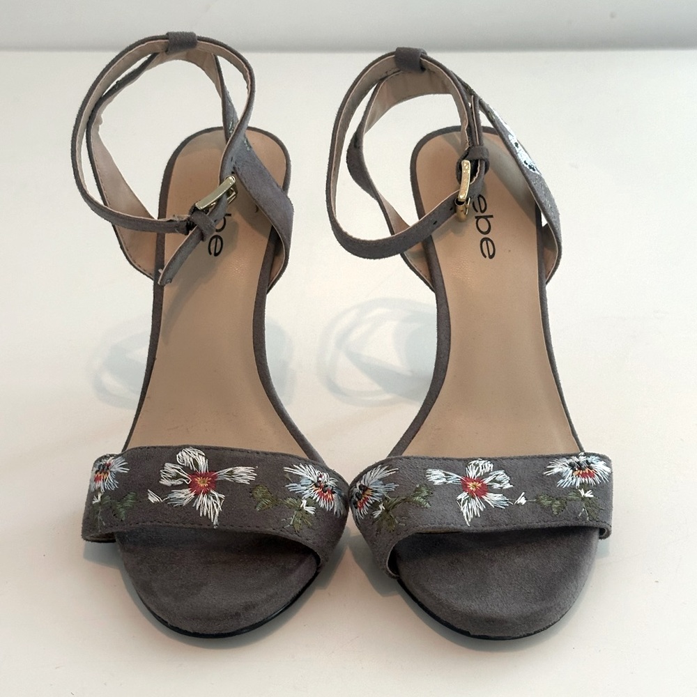 Bebe Gray Floral Heels Size 6 - Worn Once